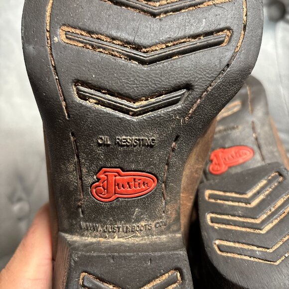 Justin Brown Leather Western Cowboy Boots Embroidered – Size 7B - Picture 9 of 11